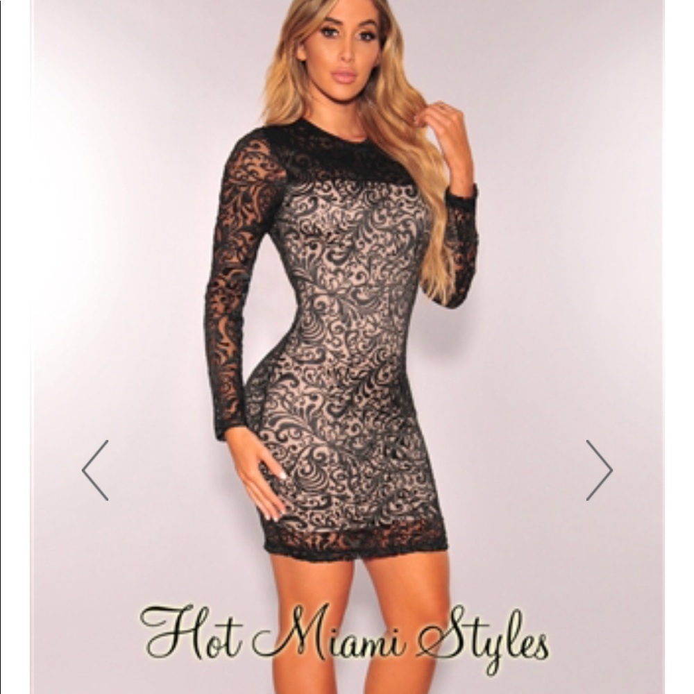 Hot Miami Styles Nude illusion dress